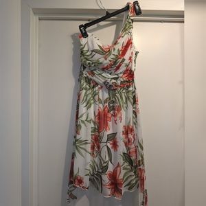 Floral One Shoulder Chiffon Dress